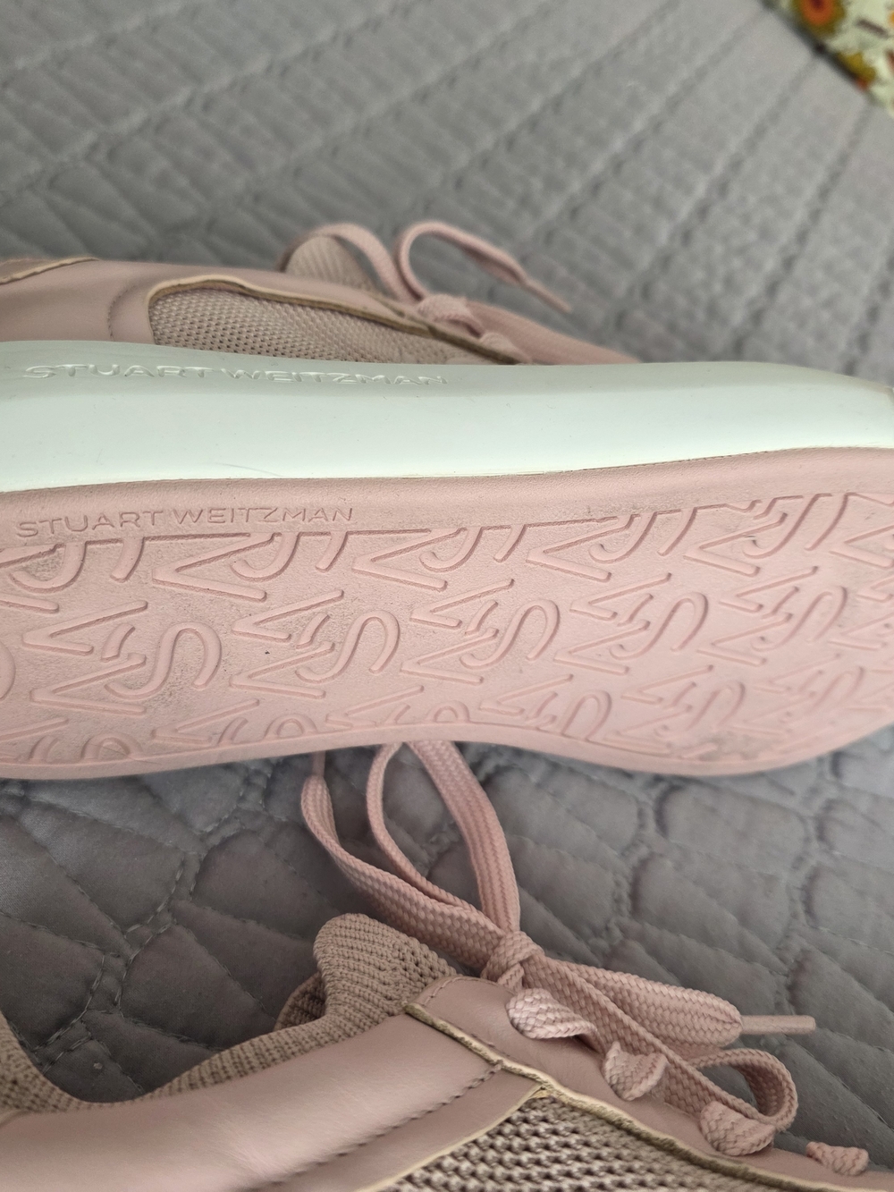 Stuart Weitzman Blush Pink Knit-Panel Women’s Sneakers - Picture 7 of 8